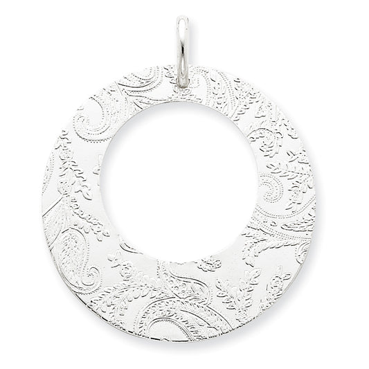 Sterling Silver Embossed Circle Pendant