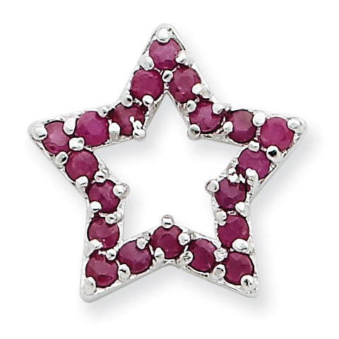 Sterling Silver Red Gemstone Star Slide