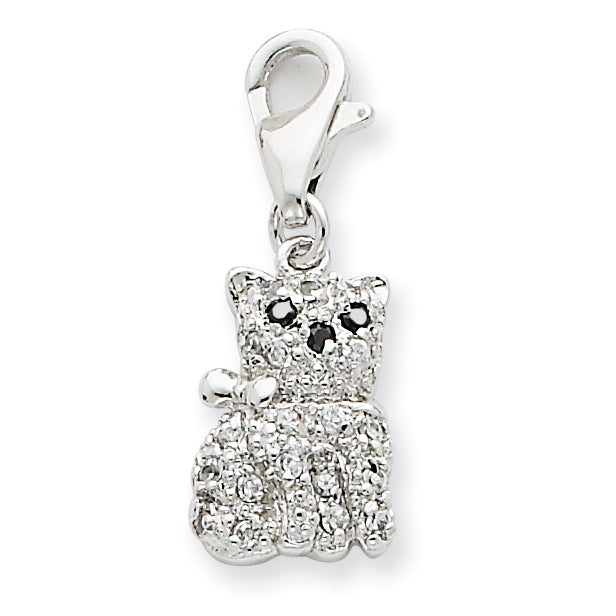 Sterling Silver CZ Cat Charm