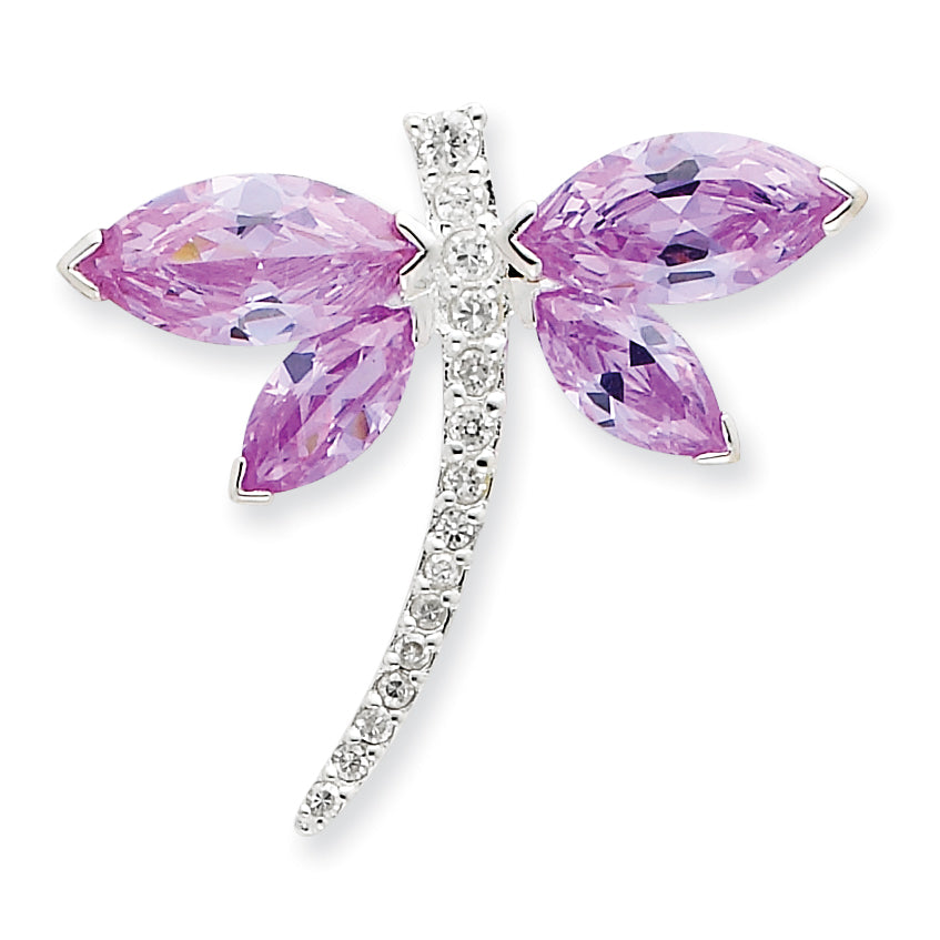 Sterling Silver Lavender CZ Dragonfly Slide