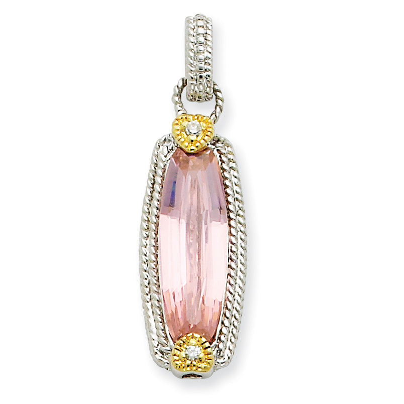 Sterling Silver Vermeil Pink CZ Pendant