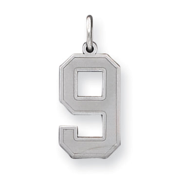 Sterling Silver Large Satin Number 9