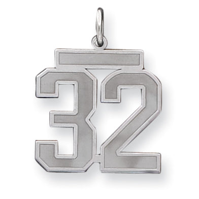 Sterling Silver Large Satin Number 32