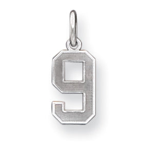 Sterling Silver Small Satin Number 9