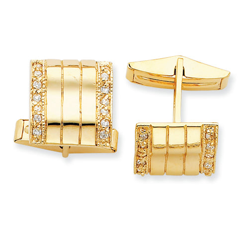 Sterling Silver & Vermeil Wavy CZ Cuff Links