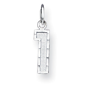 Sterling Silver Small Diamond-cut #1 Charm