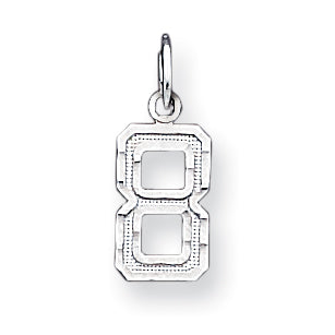 Sterling Silver Small Diamond-cut #8 Charm