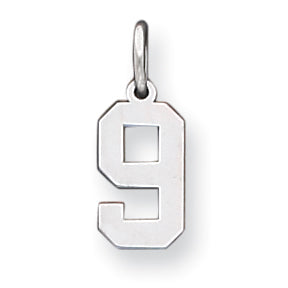 Sterling Silver Small Polished Number 9