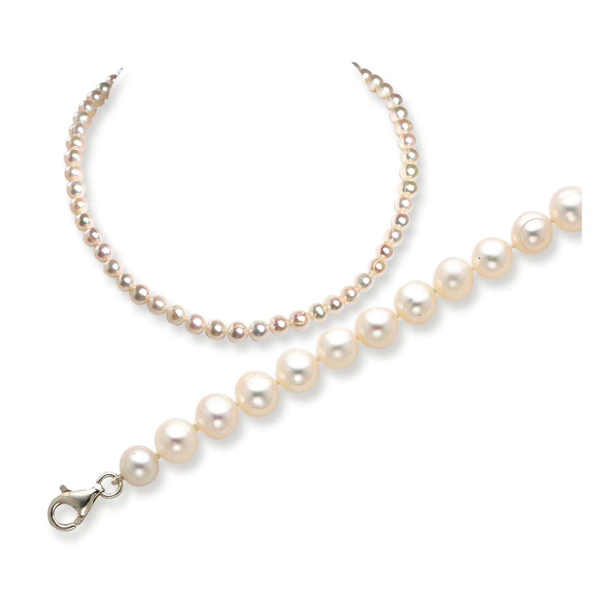 Sterling Silver 6.5-7mm Freshwater Cultured Pearl Bracelet/Necklace Set