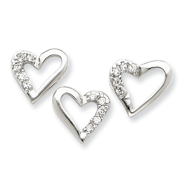 Sterling Silver CZ Heart Pendant & Earring Set