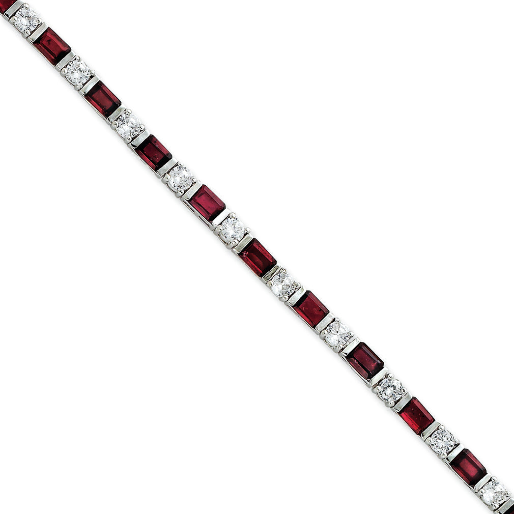 Sterling Silver Garnet & CZ Bracelet