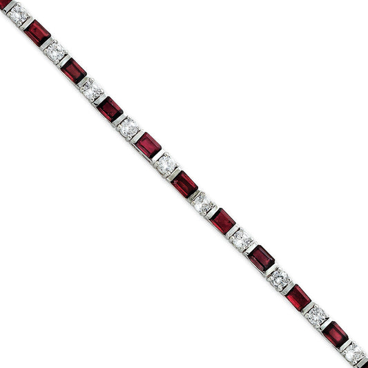 Sterling Silver Garnet & CZ Bracelet