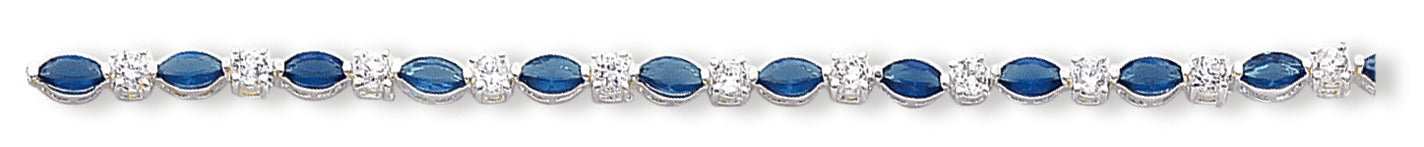 Sterling Silver Blue and Clear CZ Bracelet