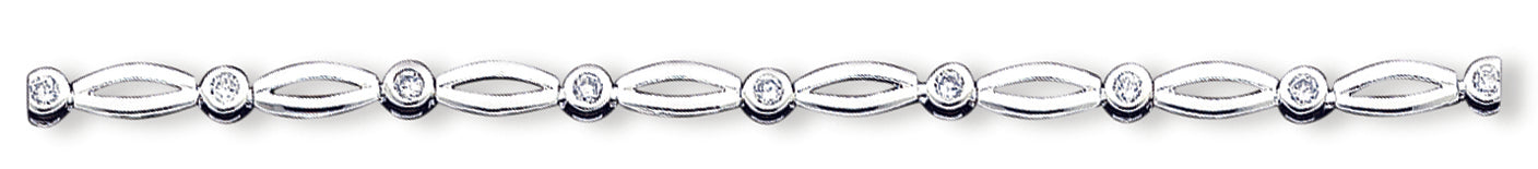 Sterling Silver 7inch Polished Fancy CZ Bracelet