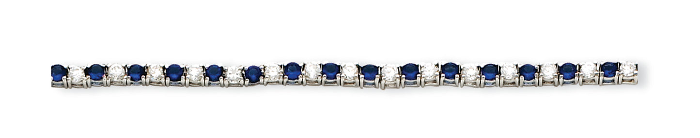 Sterling Silver Blue and Clear CZ Bracelet