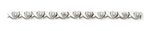 Sterling Silver Diamond X's and Hearts Bracelet