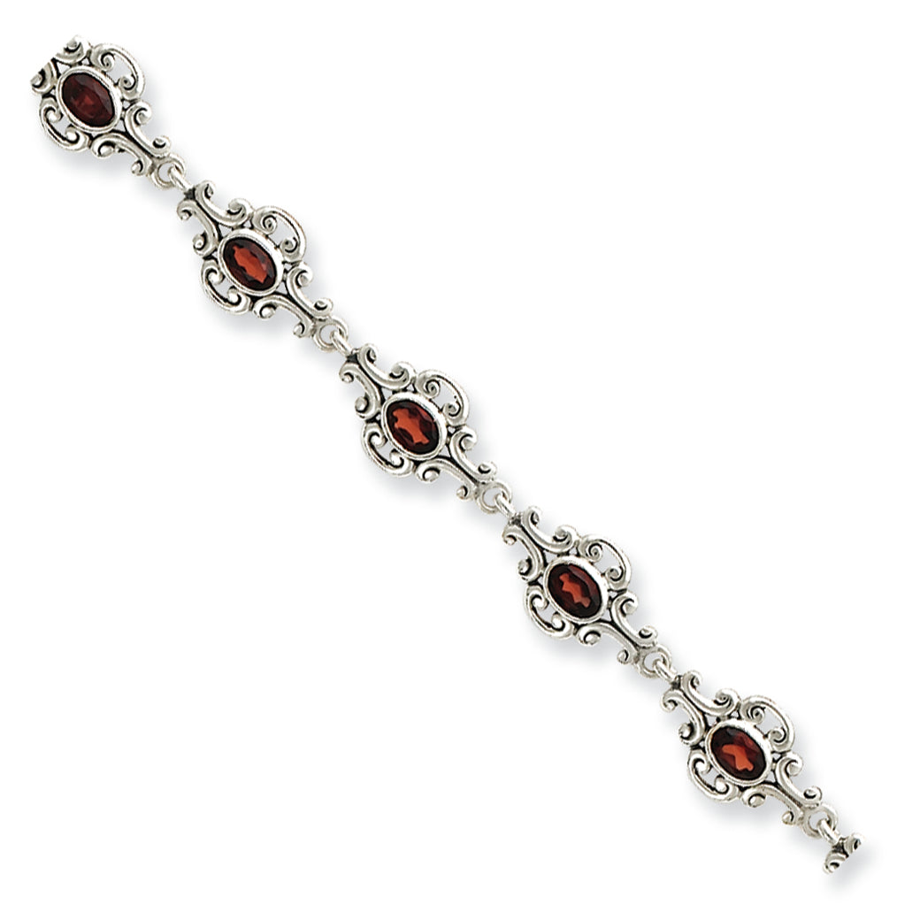 Sterling Silver Garnet Bracelet