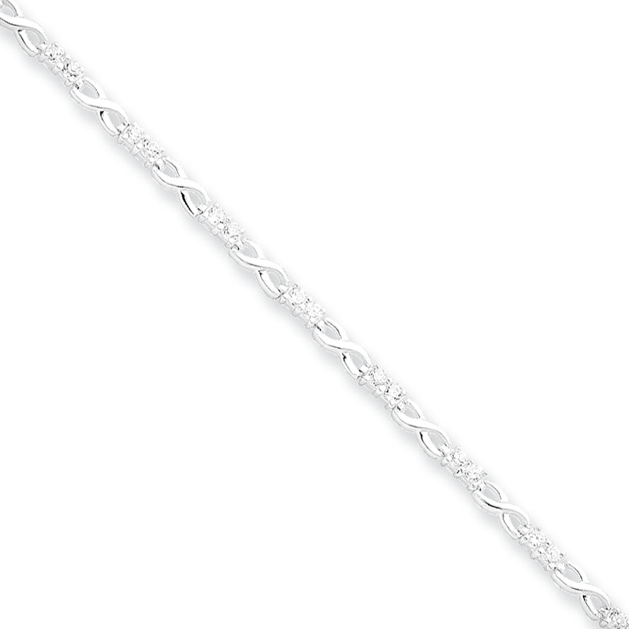 Sterling Silver CZ  X&O Bracelet