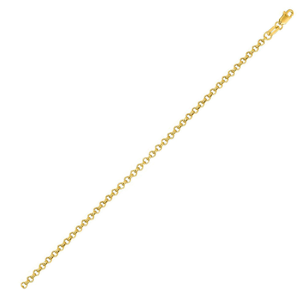 14K Solid Yellow Gold Rolo Chain 2.3mm thick 24 Inches