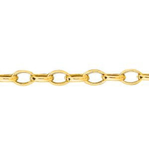 14K Solid Yellow Gold Oval Rolo Bracelet 3.2mm thick 7 Inches