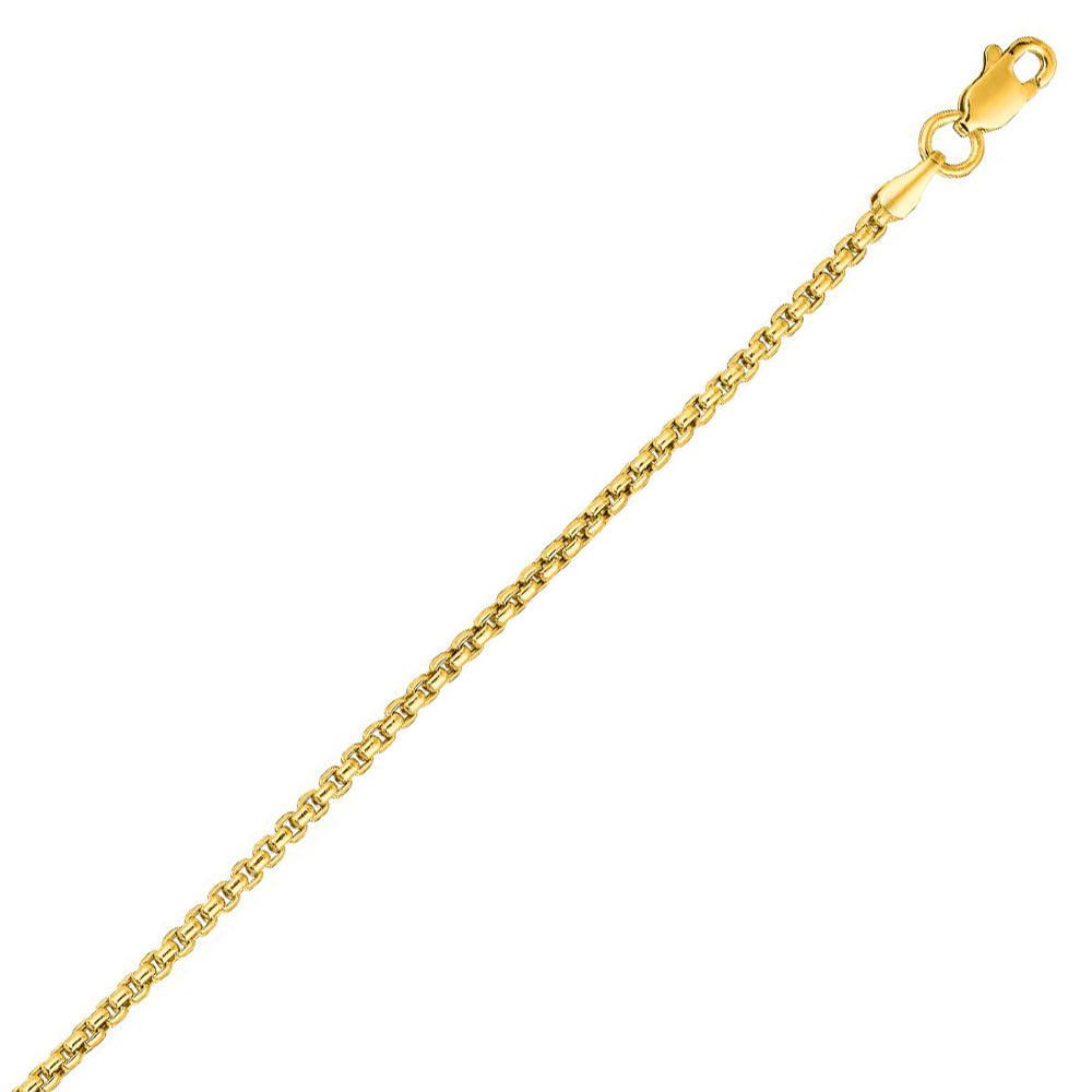 14K Solid Yellow Gold Round Box Chain 1.4mm thick 16 Inches