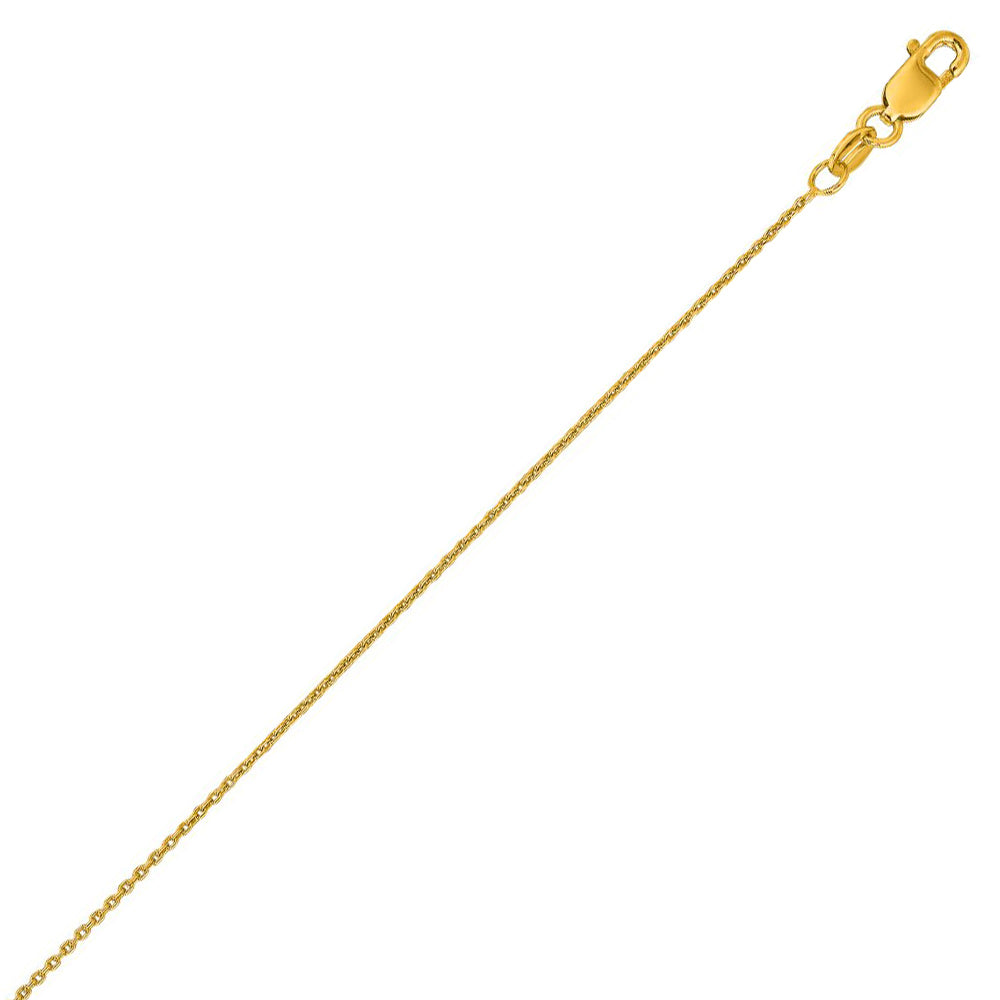 14K Solid Yellow Gold Round Cable Link Chain 1.1mm thick 18 Inches