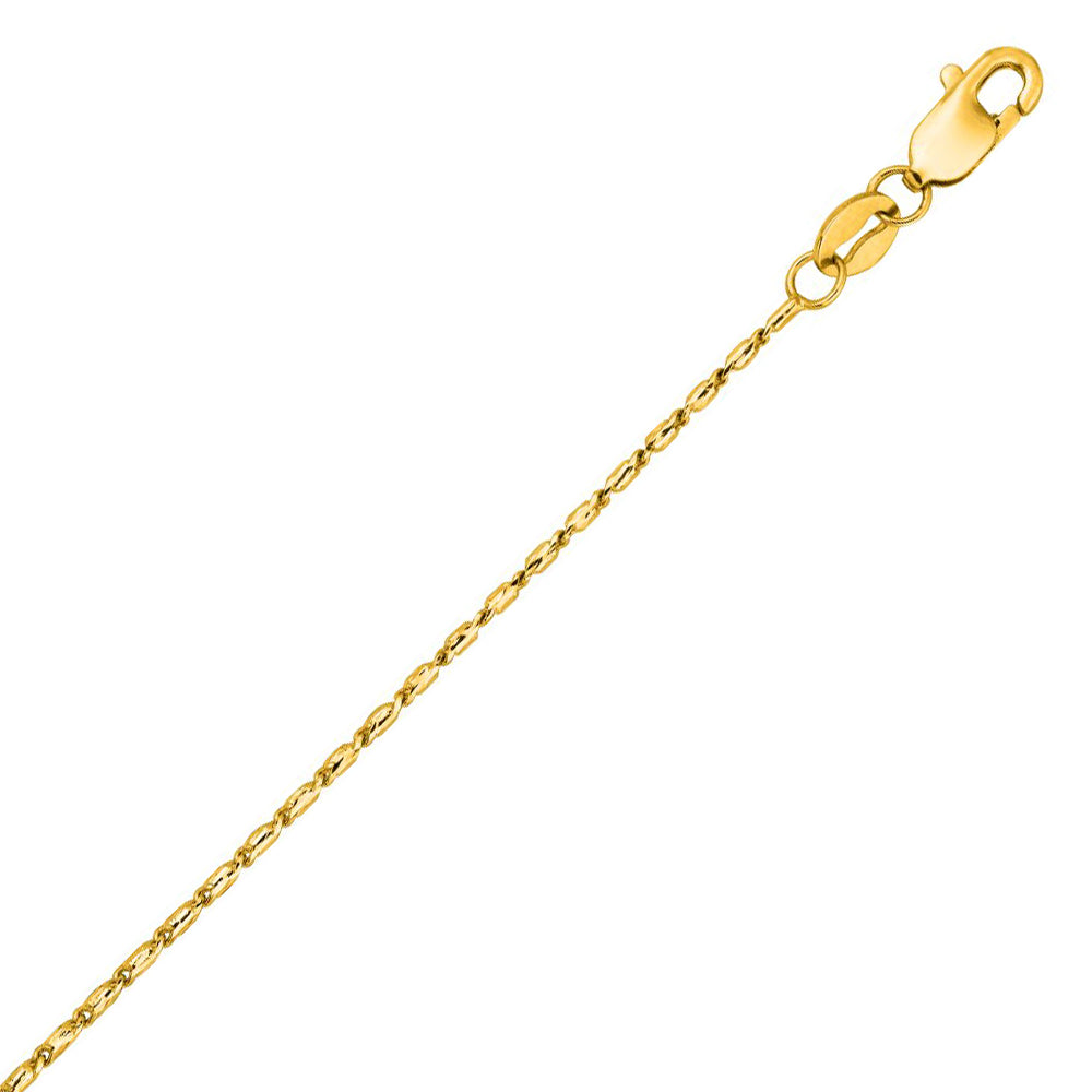 14K Solid Yellow Gold Lumina Chain Necklace 0.9mm thick 16 Inches