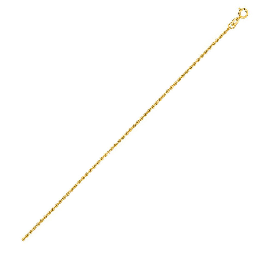 14K Solid Yellow Gold Solid Diamond Cut Rope 1.25mm thick 24 Inches