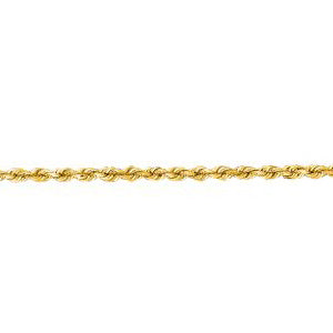 14K Solid Yellow Gold Solid Diamond Cut Rope 1.25mm thick 16 Inches