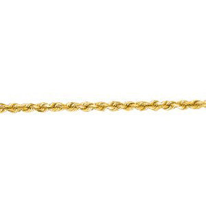 14K Solid Yellow Gold Solid Diamond Cut Rope 1.5mm thick 10 Inches