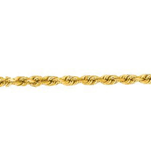 14K Solid Yellow Gold Solid Diamond Cut Rope 2.25mm thick 22 Inches