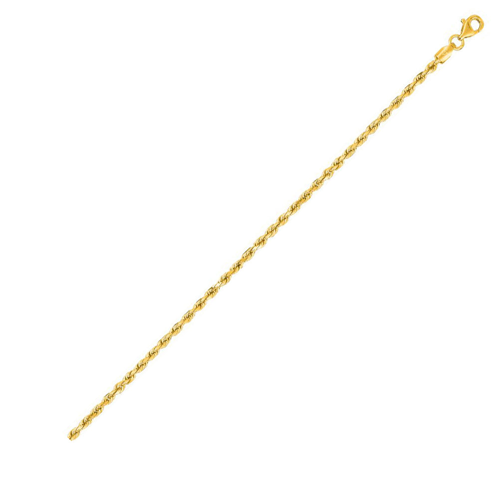 14K Solid Yellow Gold Solid Diamond Cut Rope 2.5mm thick 20 Inches
