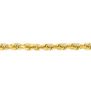14K Solid Yellow Gold Solid Diamond Cut Rope 3mm thick 24 Inches