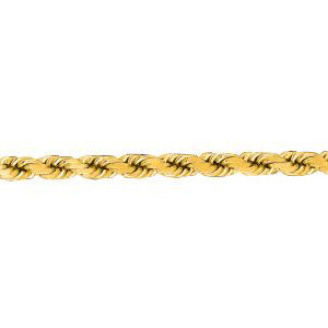 14K Solid Yellow Gold Solid Diamond Cut Rope 3.5mm thick 24 Inches