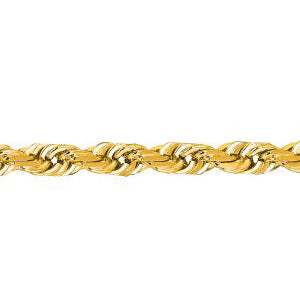 14K Solid Yellow Gold Solid Diamond Cut Rope 5mm thick 22 Inches