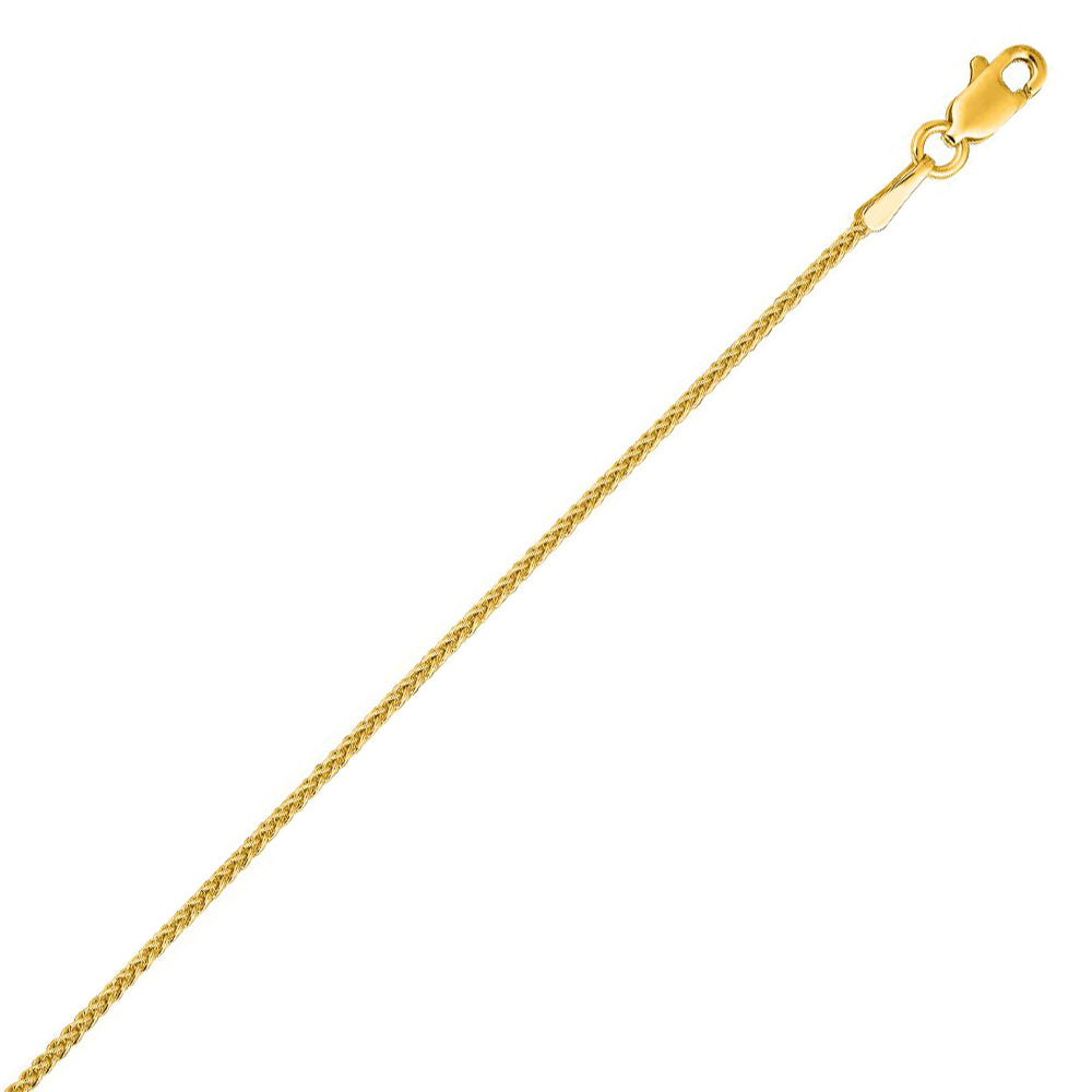 14K Solid Yellow Gold Round Wheat Chain 1.2mm thick 24 Inches