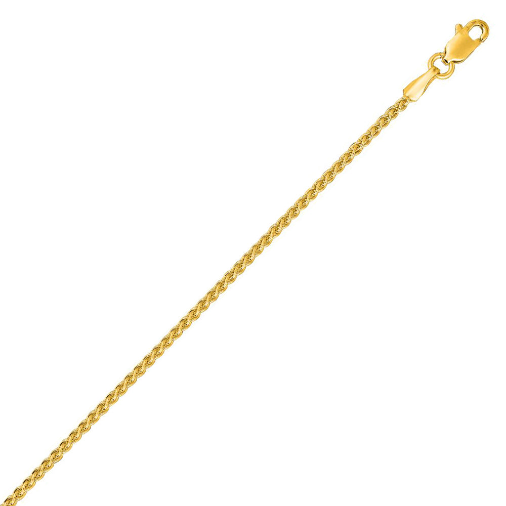 14K Solid Yellow Gold Round Wheat Chain 1.5mm thick 16 Inches