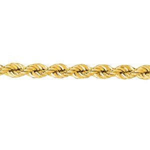 14K Solid Yellow Gold Solid Rope Chain Necklace 3mm thick 24 Inches