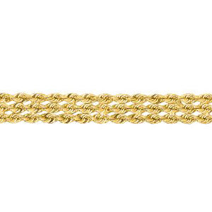 14K Solid Yellow Gold Multi Line Rope Bracelet 4.5mm thick 7 Inches