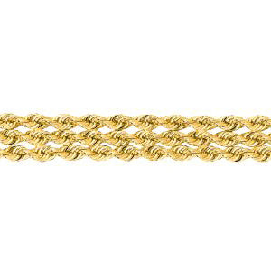 14K Solid Yellow Gold Multi Line Rope Bracelet 6mm thick 8 Inches