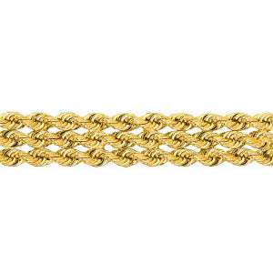 14K Solid Yellow Gold Multi Line Rope Bracelet 7.5mm thick 7 Inches