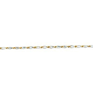 14K Solid Two Tone Lumina Chain Necklace 0.8mm thick 18 Inches
