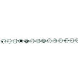 14K Solid White Gold Diamond Cut Bead Chain 1.2mm thick 16 Inches