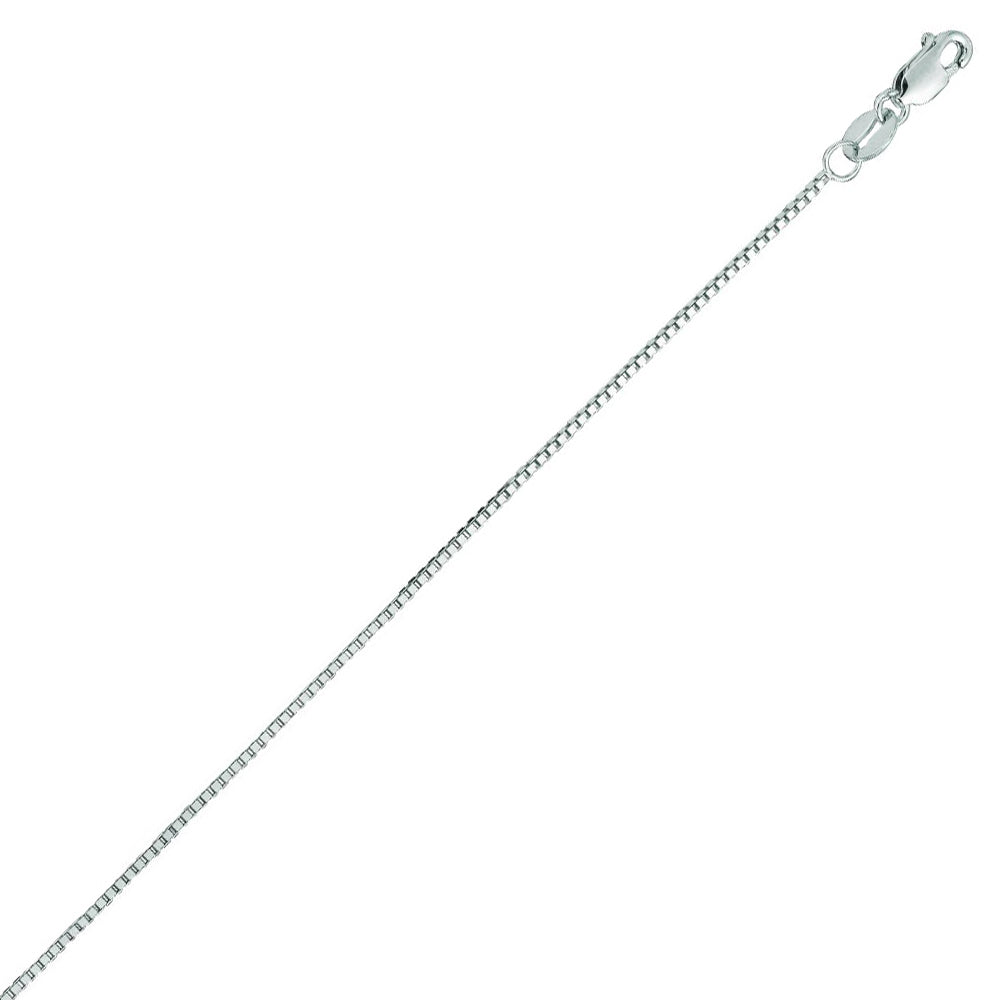 14K Solid White Gold Classic Box Chain 0.8mm thick 16 Inches
