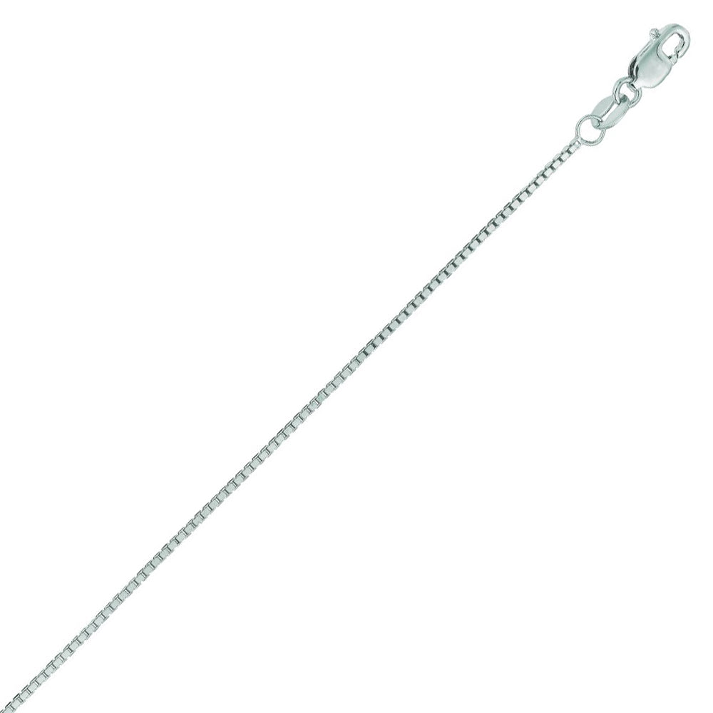 14K Solid White Gold Classic Box Chain 1mm thick 20 Inches
