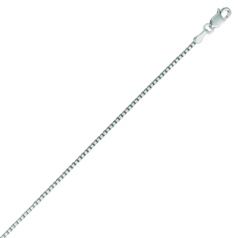 14K Solid White Gold Classic Box Chain 1.2mm thick 18 Inches