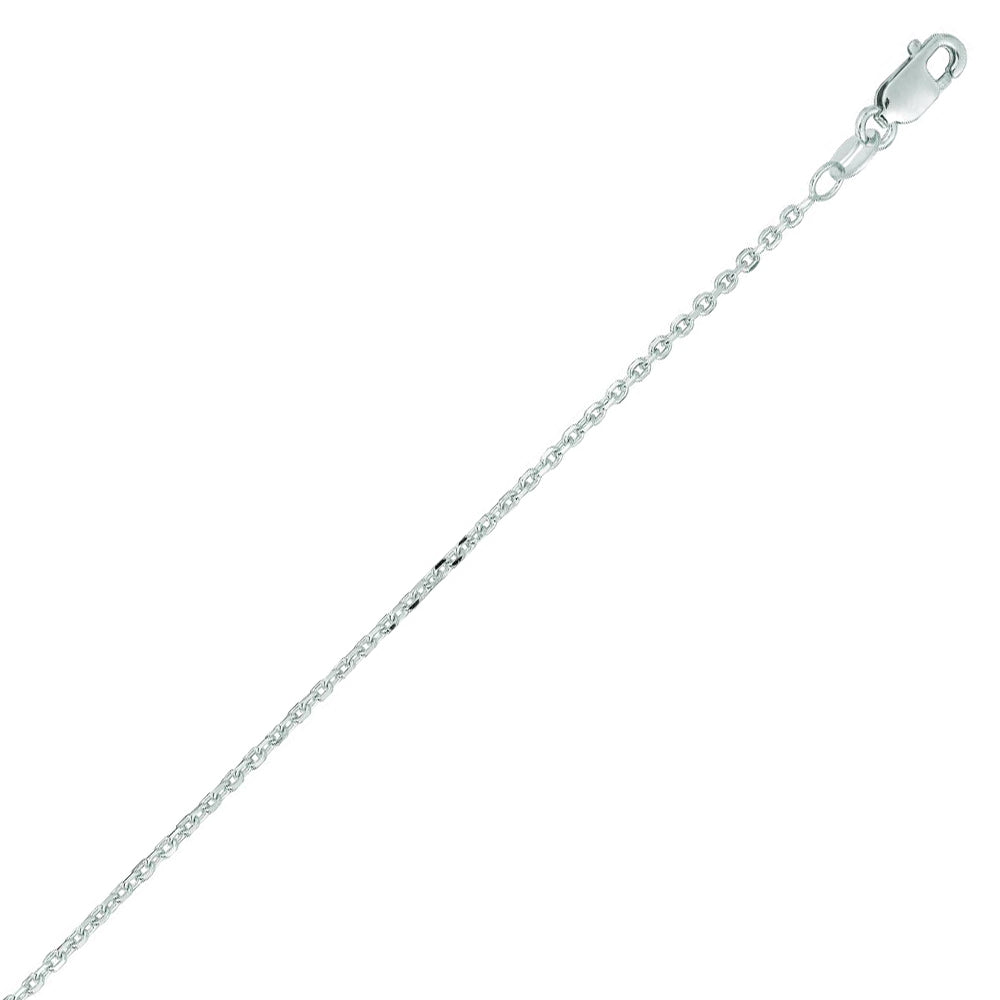 14K Solid White Gold Cable Link Chain 1.4mm thick 16 Inches