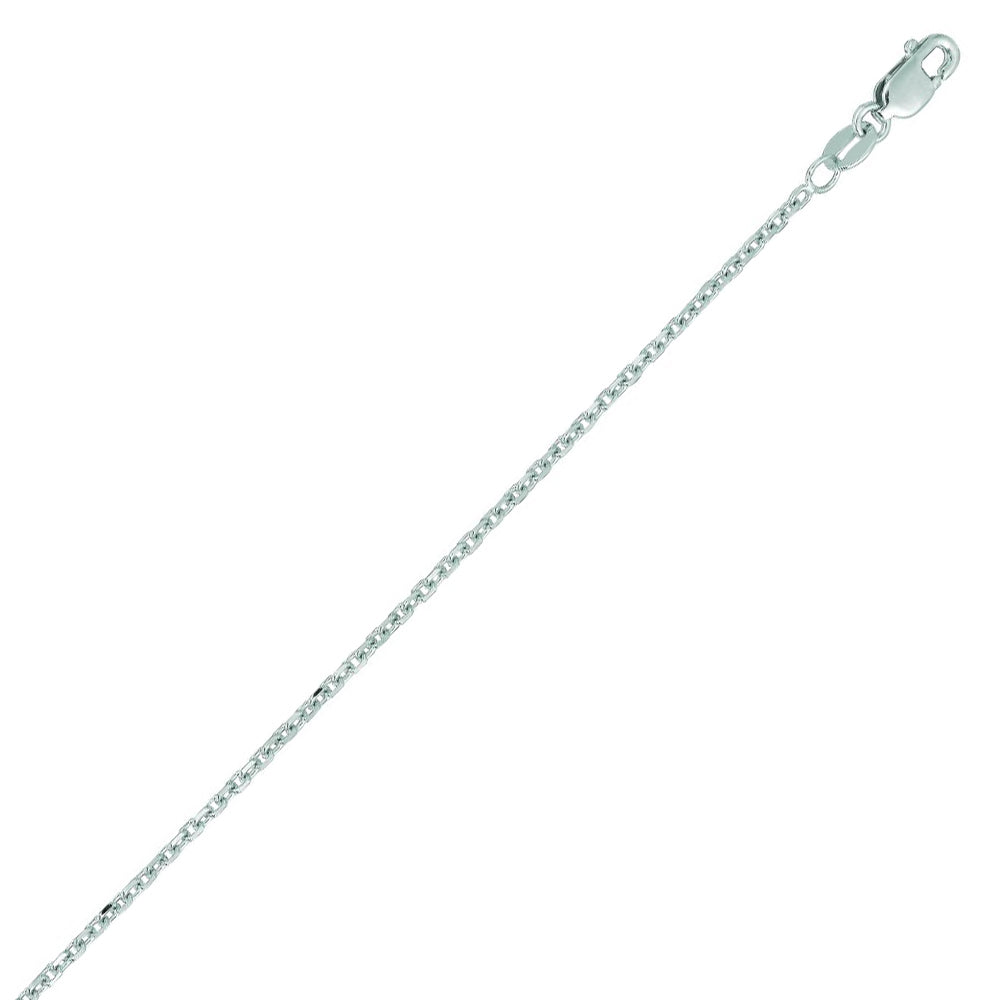 14K Solid White Gold Cable Link Chain 1.5mm thick 20 Inches