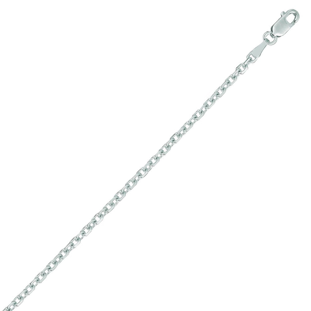 14K Solid White Gold Cable Link Chain 2.3mm thick 22 Inches