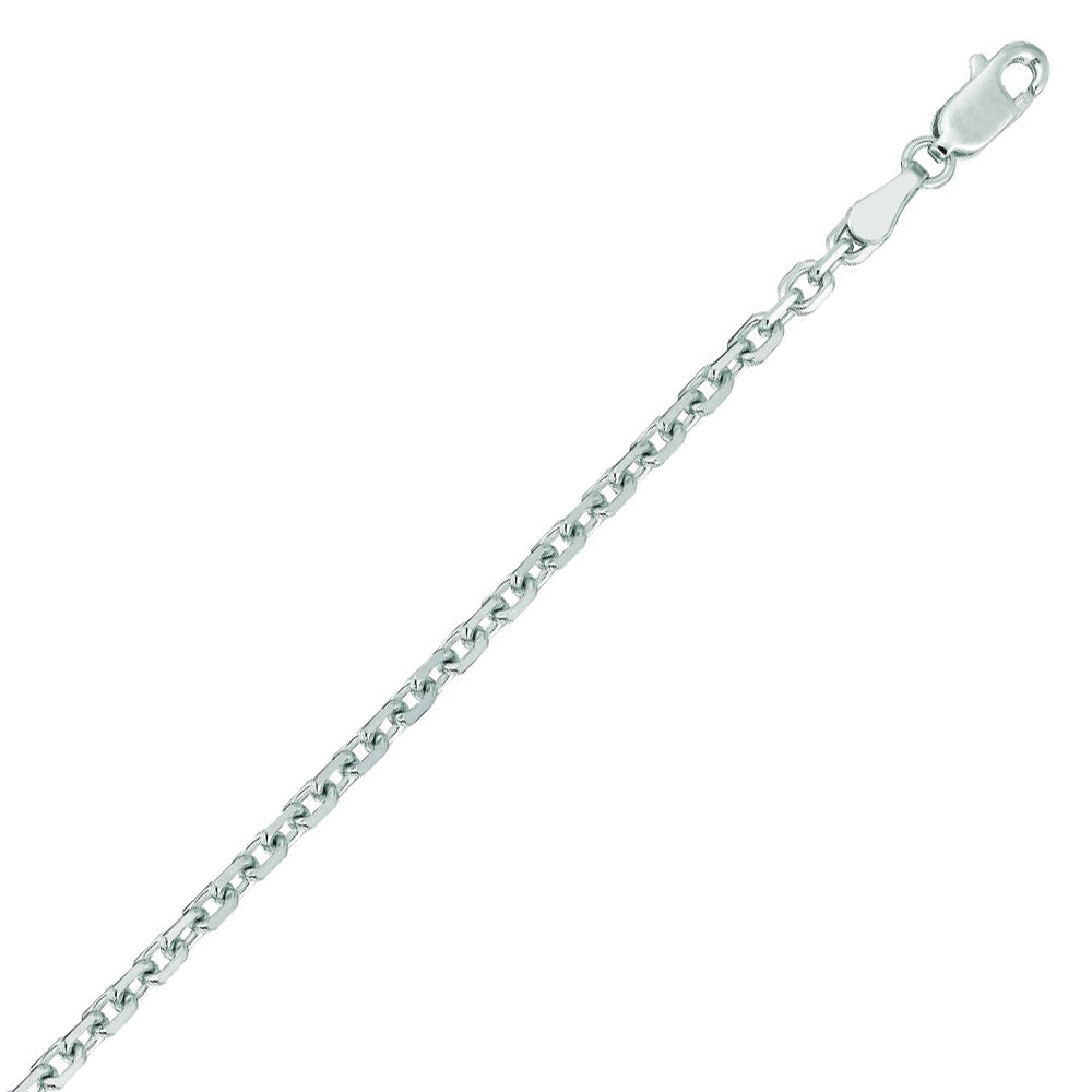 14K Solid White Gold Cable Link Chain 3.1mm thick 22 Inches